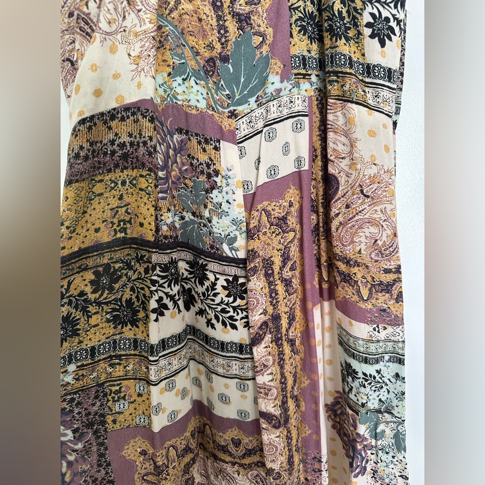 Free People Margarita Patchwork Jumpsuit 4 Boho Hippie Festival Paisley Wide Leg - Picture 8 of 16